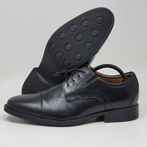 Clarks 15770 Black Leather Tilden Walk Lace Up Oxford Dress Shoes Mens Size 9.5W